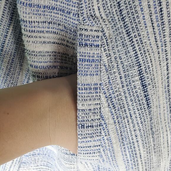 ME+EM Womens Blue Jacquard Swing Dress Size 12 Pockets High Neck Quiet Luxury - Picture 6 of 8